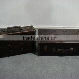 Retro Style Leather Suitcase Wood thumbnail-1