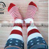 Newest Custom Design White Star Hot Sale In-Stock Socks Red Stripe Tube 100% Cotton Socks