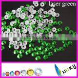 2015 NEWEST !! KOREAN QUALITY Hot Fix Spangle Sequin Middle Hole CONE SHAPE LIGHT GREEN 3mm 4mm 5mm 6mm thumbnail-2