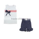 Little girls boutique remake clothing sets white top with polka dots shorts high quality children cotton baby clothes