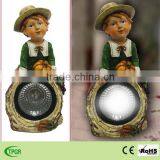 Harvest festival decoration polyresin boy statue solar light