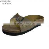 2016 New Style Women Cork Slipper Brown Genuine Leather With Hasps Fashion Cork Slipper