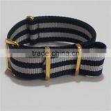 PVD Gold Custom Black Gray Striped Nylon Watch Bands 16MM thumbnail-3