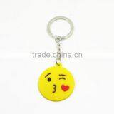 Wholesale Roller Funny Smile Face Custom Key Chain Soft PVC Key Ring