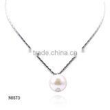 Latest Beautiful Wholesale Silver Chain Big Pearl Classical Style Elegant Necklace thumbnail-2