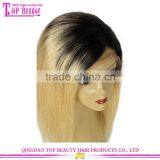 Qingdao Factory Price Brazilian Human Virgin Hair Ombre 613 Blonde Glueless Lace Front Wigs For White Women thumbnail-2