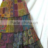 VTG RETRO INDIE HIPPIE BOHO POLKA DOT FLORAL PAISLEY Batik Cotton PATCHWORK STYLE Oriental Fisherman Maxi Cocktail LONG SKIRT thumbnail-3