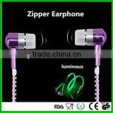 Cheap Zipper Glow in Dark Earphone for Mobile Phone PC thumbnail-4