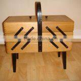 Best Antique Wooden Sewing Kit Box w/ Accessories thumbnail-1