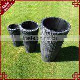 3-PC Cylindrical Shape Stackable Plastic Wicker Outdoor Garden Pots Large thumbnail-3