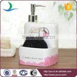 Elegant Square Ceramic Wholesale Soap Dispenser With Bird and Flower Decal thumbnail-2