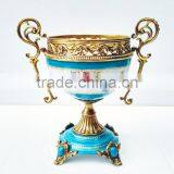 Character Design Huge Ceramic Prize Cup, Elegant Blue and White Style Porcelain Trophy Vase With Copper for Anniversary thumbnail-2