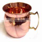 NEW DESIGN BPA FREE SMOOTH MOSCOW MULE 100% PURE COPPER MUG WITH BRASS HANDLE thumbnail-1