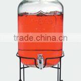 Hotel Square Rustic Glass Mason Beverage Dispenser Jas With Spigot and Metal Rack thumbnail-1