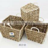2013 Hot Sale Handmade High Quality Rushes And Corn Rope Woven Basket thumbnail-1