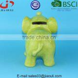 BSCI Audit Factory Glazed Light Green Ceramic Elephant Bank, Child to Cherish Coin Bank thumbnail-4