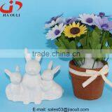 BSCI Audit Factory New EASTER Decorations White Ceramic Rabbit, Grey Easter Bunny thumbnail-5