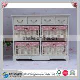Shabby Chic Painted Storage Chest Wicker Basket Storage Painted Furniture thumbnail-1