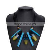 Europe America New Design Exaggerated Geometric Acrylic Pendant Necklace Adjustable Silk Ribbon Necklace thumbnail-4