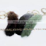 CX-R-39 Wholesale Custom Keychain Dip Dyeing Rabbit Fur Tail Key Ring Keys thumbnail-1
