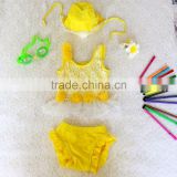 Fashion design baby girls swimwear kids bikini three piece swimwear swimsuits