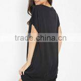 Cheapsale Summer Printed Ladies Loose Solid Black Color Casual Evening Dress Jersey China Supplier thumbnail-2