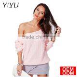 2017 New Fashion Style Women Sweater Full Sleeve Solid Sweater Off Shoulder Design Pullover Sweaters thumbnail-1