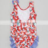 New Summer Girl Swimwear With Red Strawberry Ruffle One-Piece Girl Beachwear Kids Clothes G-NP-S905-365 thumbnail-2