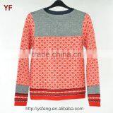 Red Gray Color White Spot Blended Wool Round Neck Knitted Sweater thumbnail-2
