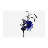 Halloween Prop Masquerade Ball Mask , Blue Venice Mask With Sticks
