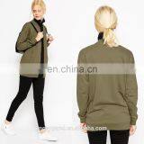 China Custom Bomber Jacket Long Line Cut Cotton Jersey Women Long Bomber Jacket thumbnail-1