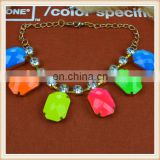 fashion necklaces 2014 with colorful solid acrylic and diamond for lady decrecion