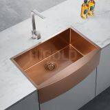 957023 HIGOLD PVD Rose Gold Nano SUS 304 Stainless Steel Handmade Sink Apron Sink Farmhouse Sink 1.2mm thumbnail-2