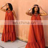 2020 Womens Plus Size Sexy Blue and Multi Candy Colors Swing Bottom Maxi Dresses thumbnail-4