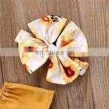 New Arrival Baby Children Clothes Sets Sleeveless Bandeau Sling Top + Sunflower Print Shorts + Hair Strap Set thumbnail-4