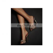 Fur Design Snake Print Golden Color Women High Heel Sandals Shoes thumbnail-4