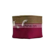 Red Cubes Linen Canvas Toy Gift Hamper Organizer Woven Folding Storage Basket With Handle thumbnail-1