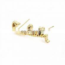 Custom Handbag Hardware Zinc Alloy Gold Engraved English Letters Alphabet Metal Brand Logo Plated For Bags
