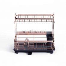 2 Tier Compact Dish Drainer Rack Board With Chrome Plating Wire For Kitchen Organization thumbnail-1