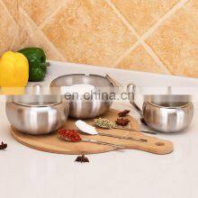 Affordable Container Silver Salad Small Customized Wholesale Metal Salt Spoon Stainless Steel Lid Sugar Bowl thumbnail-1