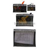 Multi Purpose 4 Pcs Mesh Bag Set Travel Cosmetics Organizer Business Card Organizer With Zebra Leather Trim thumbnail-3