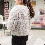 Factory Price Wholesale Fashion Lady's Lamb Knit Fur Jacket /lamb Fur Jacket thumbnail-4