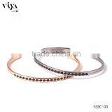 925 STERLING SILVER JEWELRY MINI RIVIERE SILVER BLACK DIAMOND EASY WEAR BANGLE thumbnail-6