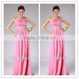 pink one shoulder pleated long chiffon bridesmaid dress                        
                                                Quality Choice