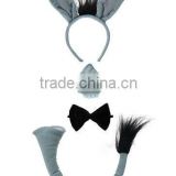 Unisex Donkey Ears Tail Bow Tie & Nose with Sound - Shrek Nativity Fancy DressH045