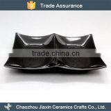 High Quality Restaurant Black Double Square Ceramic Snack Serving Dish thumbnail-1