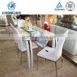 White Tempered Glass Top MDF Wooden Restaurant Table thumbnail-1