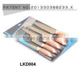 5pcs Complete Titanium Coating Blade Oranges Handle Kitchen Knife Set thumbnail-1