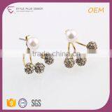 E78069L01 STYLE PLUS Shiny Gold Plate Small Diamond Pearl Women Earrings Fashion Earring Designs thumbnail-1