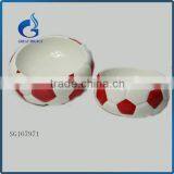 Football Shape White Ceramic Dog Bowl Pet Water Food Bowl